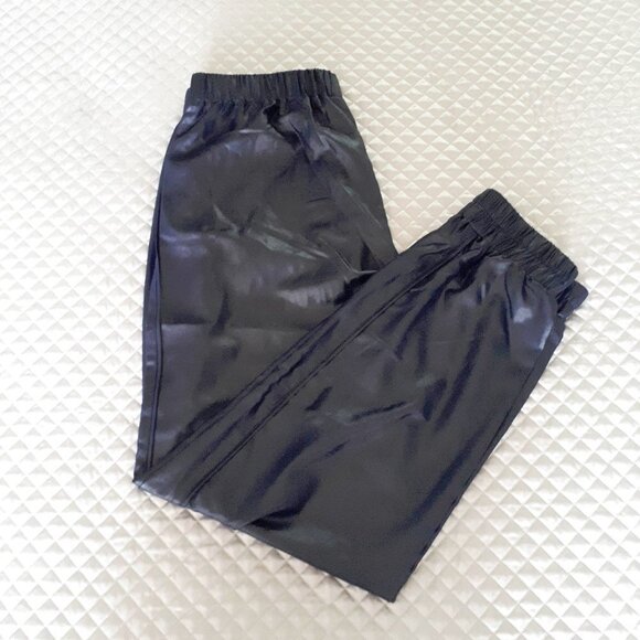 NWOT Current Air blue shiny finish relaxed jogger-like pants Size S - Picture 1 of 5